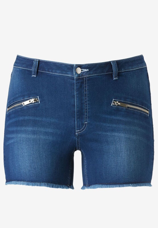 ellos Womens Plus Size Zip Pocket Stretch Denim Shorts